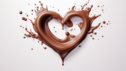 Wall Mural - Sweet Chocolate and Creamy Milk Splash Forming Heart Shape, Clipping Path Included - 3D Rendered Stock Illustration