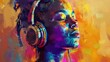 © Bijac - vibrant african american woman listening to music colorful digital painting