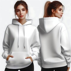 A woman in white hoodie creative unique Artistic unique.