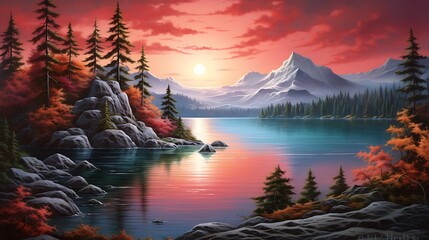 Wall Mural - The best time of year to visit this lake.