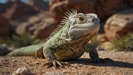 Wall Mural - photo Exotic Reptile of iguana with various colors of nature