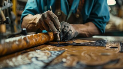 Wall Mural - A sewing machine is in a factory with other sewing machines