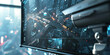 © Lila Patel - The AI's Eyes on the City: A network of security cameras, feeding real-time footage of a bustling metropolis to an oversized monitor.