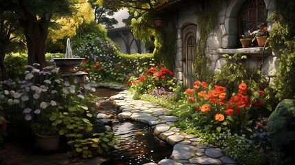 Wall Mural - How could you replicate this scene in a home garden?