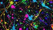 © QuietWord - party funk pop neon bright  pink blue green rainbow color splatter splash pattern on black background
