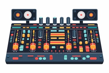 Modern 64-Bit Mixer in Vector Flat Design on White Background