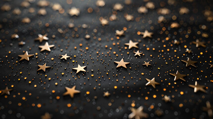 A close up of a star field with gold stars. The stars are arranged in a pattern and appear to be shining brightly. 
