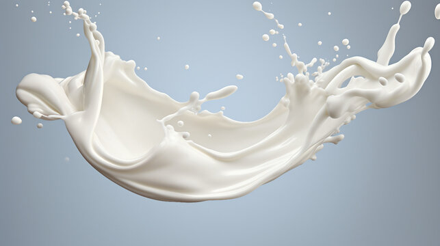 Creamy Delight - White Milk or Yogurt Splash 3D Illustration with Clipping Path for Design Projects