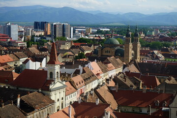 Wall Mural - Sibiu aereil view, Transylvania, Romania