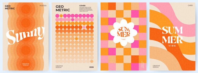 Wall Mural - creative concept of summer bright covers, cards or posters in minimal style for corporate identity, 