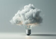 © Nanitch - light bulb with a cloud inside it. Concept of ideas, symbolized by the light bulb, with the natural, dreamy essence of a cloud.