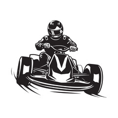 Go Kart racing  vector image. Go Kart racing  silhouette vector on white background