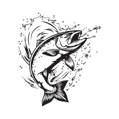 Wall Mural - Illustration Of A Salmon Fish Jumping Out Of The Water image vector