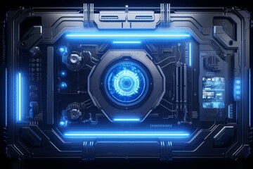 Futuristic Blue Sci-Fi Portal Concept