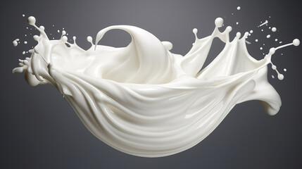 Wall Mural - Creamy Splash - 3D Illustration of Milk or Yogurt White Cream with Clipping Path for Stock Design