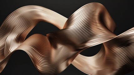 Wall Mural - Abstract Copper Ribbon Wave Abstract Background.