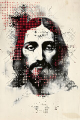 Poster - Jesus Christ, graphic watercolor illustration in modern style, new digital edition, Christian religion theme