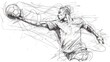 © Everything by Rachan - Minimalist Single Line Sketch of Handball Player Throwing Ball in Action