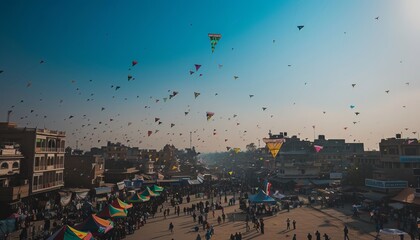 Wall Mural - A Colorful Sky: International Kite Festival Takes Flight in Ahmedabad