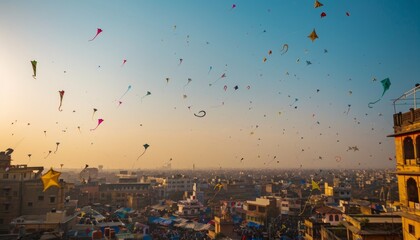 Wall Mural - Capturing the Colorful Spectacle: The International Kite Festival in Ahmedabad, Gujarat, India