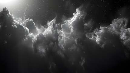 Sticker - Shadowy Cosmic Dust Clouds in 3D Rendering of Galactic Landscape