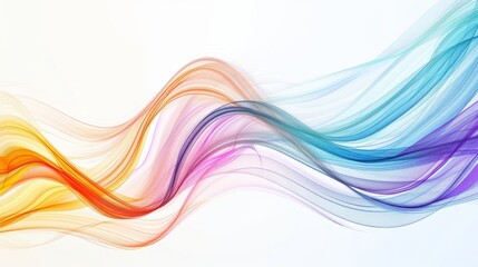 Colorful energy fibers in a wave pattern on a white background