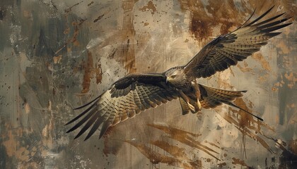 Wall Mural - Freedom in the Skies: The Majestic Black Kite at 7:4