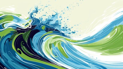Wall Mural - Abstract ocean wave illustration for summer and beach themed designs