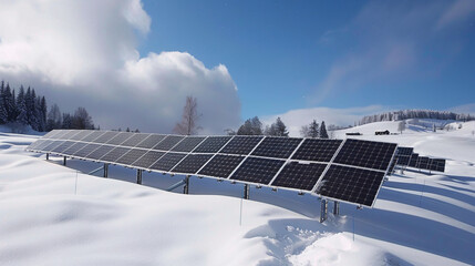 solar panels on the snow in the mountains, solar, energy, panel, power, electricity, photovoltaic, sun, sky, snow, environment, technology, winter, alternative, renewable, blue, ecology, sunlight