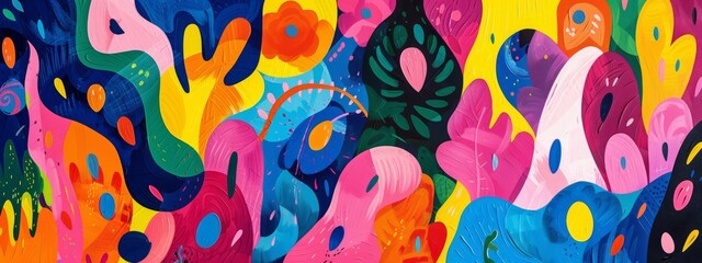 Fauvist patterns with wild, expressive colors and simplified forms.