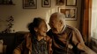 © Nuni-K - Ethnic Elderly Couple Laughing Together. A realistic photo of an ethnic elderly couple laughing together in their cozy living room