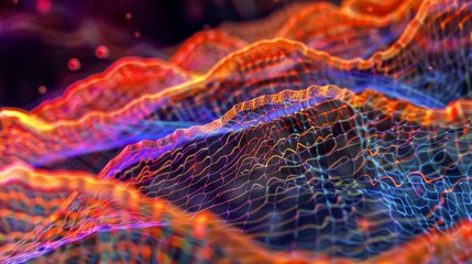 Poster - Fibers of cardiac muscle cells in various stages of contraction creating a mesmerizing wavelike pattern