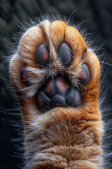 Aufkleber - A detailed image of a Maine Coon cat paw with tufted fur and large pads, showcasing the fluffy texture,