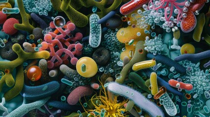 Poster - A peek into the diverse world of gut microbiota with different types of beneficial and harmful bacteria coexisting