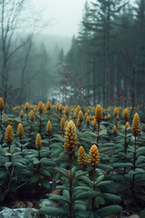 Aufkleber - A scene of the Devonian landscape, with early forests and the first seed-bearing plants,