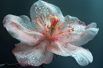 Wall Mural - A flower turned inside-out, showing the inner structure and details of petals and stems,