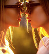 © Yevhen - Pretty sexy stylish generation girls lgbtq. Close up portrait of two young woman sunglasses, long hairs