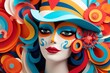 © atikun - Funny woman flat design top view carnival scene 3D render Triadic color scheme