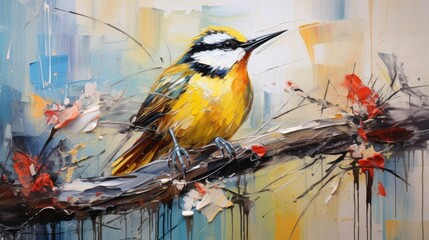 Sticker - Yellow bird, oil painting