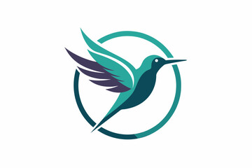 Wall Mural - humming bird logo vector art illustration