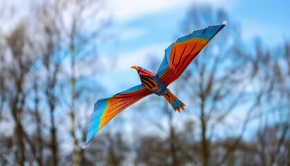 Wall Mural - Predator Bird-Inspired Kite Soaring Through the Sky: A Close-Up Capture