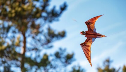Wall Mural - Winged Predator in Flight: A Close-Up of a Kite Toy Soaring in the Sky