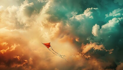 Wall Mural - Serene Skybound: A Captivating Kite Flying Adventure at 7:4