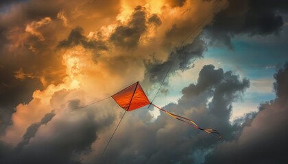 Wall Mural - Dramatic Skies: Capturing the beauty of a flying kite (AR 7:4)