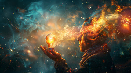 fire and flames with man