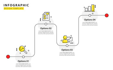 Wall Mural - Timeline infographic template. 4 Step timeline journey, calendar Flat simple infographics design template. presentation graph. Business concept with 4 options, vector illustration.	