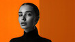 © kora studio - the graphic label of the businesswoman on the orange background