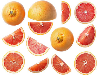 Wall Mural - Group of halved grapefruits close-up