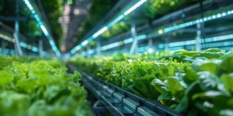 Wall Mural - A row of plants are growing in a greenhouse