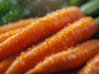 Vibrant Double Exposure of Fresh Carrot Close Up with Garden Vegetables Silhouette - Colorful Orange Background